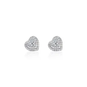 9mm Heart Moissanite Cluster Earrings (Approx. 0.48CT) – 925 Sterling Silver Screw Back