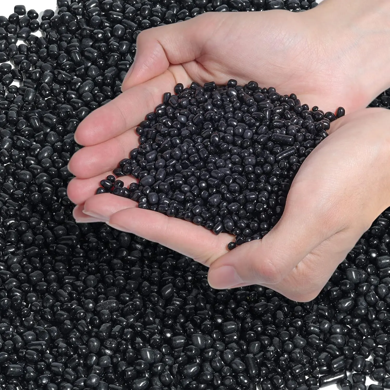 Tumbled Chips Stones Crushed Black Gravels 1 LB, Irregular Shaped  Rock , DIY Polished Rocks for Potted , Bonsai, Vase Fillers Aquarium Decoration, Aquarium Gravel Rocks