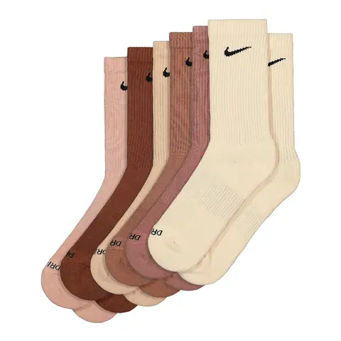 NIKE Everyday Plus Crew Athletic Outdoor Running Socks, 6-Pack, Plain Multi-Neutral Colors, Large Size, Smooth Machine Washable, Sports & Outdoor Accessories for Adults
