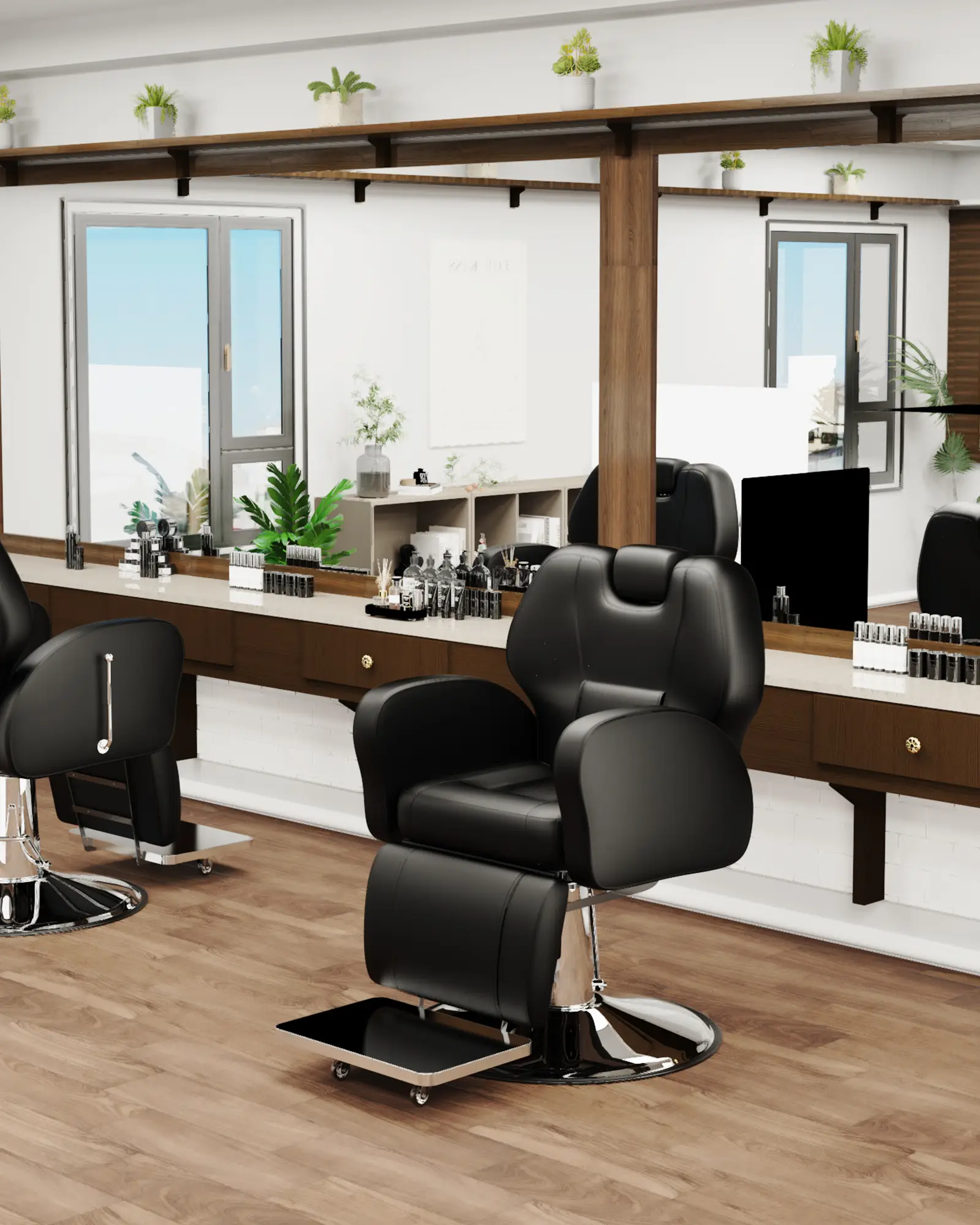 Baasha Professional Reclining Barber Chair for Home, All-Purpose Hair Chair with Comfortable Cushion & Removable Headrest, Tattoo Chair Spa Chair