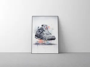 Watercolour inspired by Jordan Five, Trainer Poster Art, Sneakerhead Art Gift
