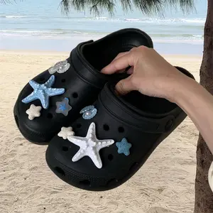 9pcs Shoe Charm Starfish Shell Cave Shoe Buckle DIY Accessories Button Shoe Decoration Fit Women Sandals Slides Slippers Xmas Birthday Party Gifts