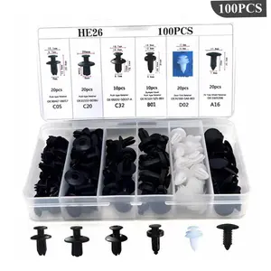 100PCS Plastic Car Body Trim Clips, Universal Car Bumper Clips, Rivets Fasteners Push Retainer Kit, Auto Push Pin Rivets Set with Storage Box