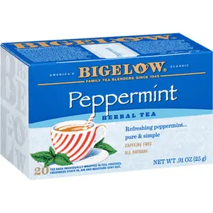 3x Bigelow Peppermint - Herbal Tea Bag Drink Beverage Infusion Caffeine Free Natural Hot Iced Relaxing Soothing Minty Wellness Healthy Refreshing Sip Brewing Gourmet Lot Bundle Bulk Wholesale Kitchen Quality Pantry 20ct Pack Box