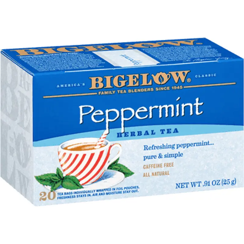 3-Pack Bigelow Peppermint Herbal Tea Bags (20ct Each) - Caffeine-Free Lifestyle Infusions, Natural, Relaxing, Soothing, Minty, Healthy, Refreshing, Gourmet Quality, Bulk Wholesale Bundle for Kitchen Pantry (Hot/Iced Brewing)