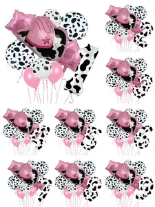 Rodeo (40 Inch) Cow Pink Print Number Balloons for Parties