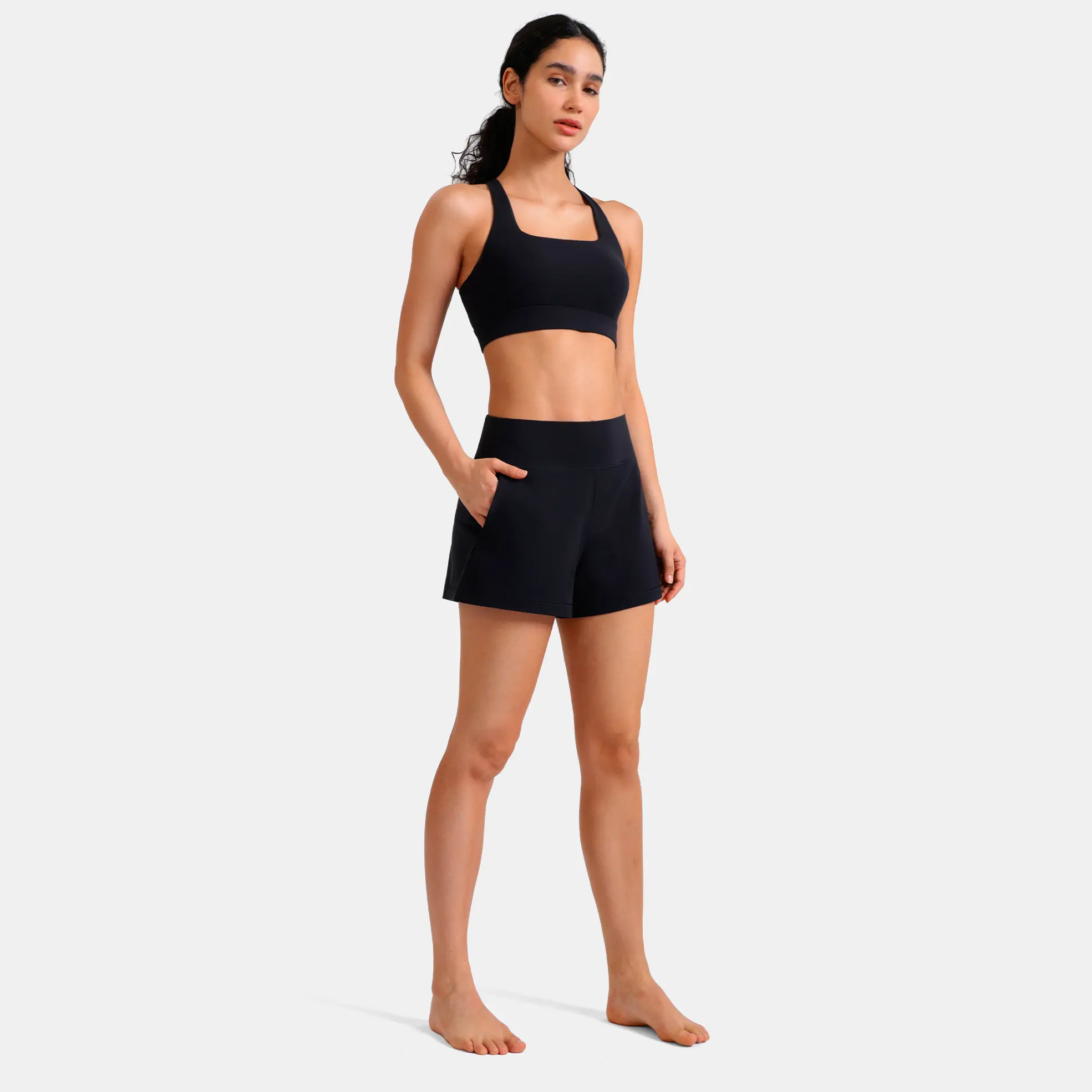 Colorfulkoala Dreamlux Stylish Square Neck Sports Bra with Removable Padding, Quick-Dry & Breathable Fabric Cross Back Straps