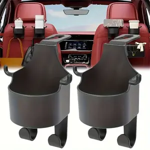 2-Pack Car Headrest Cup Holder, 2-in-1 Multifunctional Car Seat Back Organizer with Hooks, Universal Car Cup Holder & Storage Hooks for Drinks, Phones, Bags, Keys – Car Backseat Organizer, Car Storage Organizers, Ideal for Cars, SUVs, Trucks & Vans