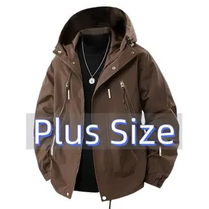 HuaHua'shop Men's Heavy-Duty Hooded Jacket - Windproof, Plus Size/Big & Tall, Black Menswear Coats