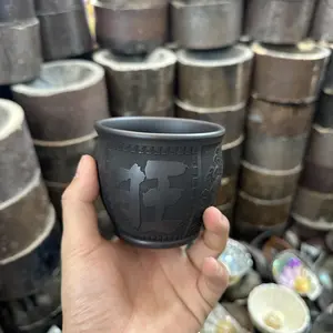 Chinese Teacup with 'Wang' Character & Blessing Motifs: A Symbol of Prosperity in Traditional Pottery-514