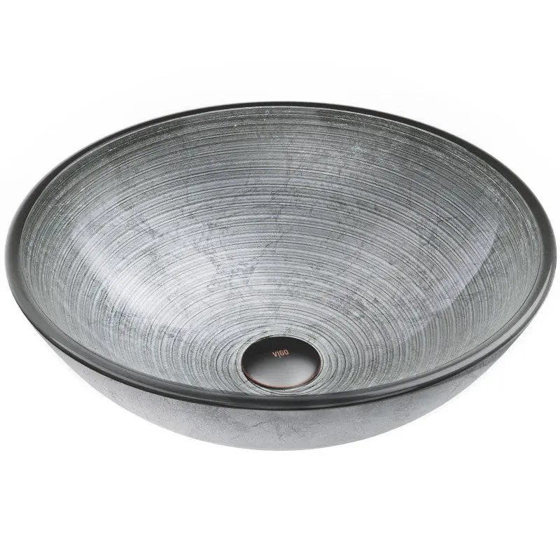 Simply Silver Glass Vessel Sink – Handmade Tempered Glass, Above-Counter, Scratch & Stain Resistant, 1/2" Thick Brushed Interior, Textured Exterior, cUPC Certified, ADA Compliant, Pairs with Wall-Mount & Vessel Faucets