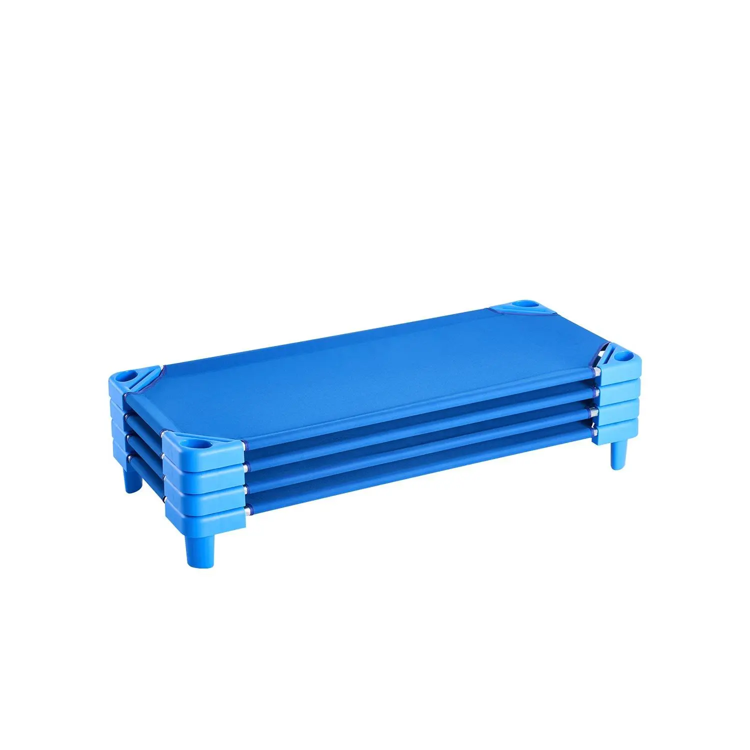 VEVOR Stackable Kiddie Cot, Pack of 4, Portable Toddler Nap Cots, Standard Size 52 Lx 23 W Daycare Cots for Kids, Preschool Classroom Daycare Beds for Sleeping, Resting, Naptime, Blue