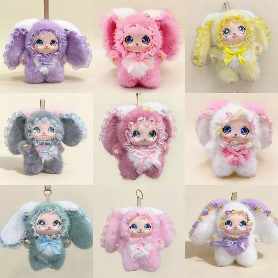 [New Plush Bunny Doll] Plush Doll Series, DIY Vinyl Long Cut Doll, Cute Plush Doll Keychain