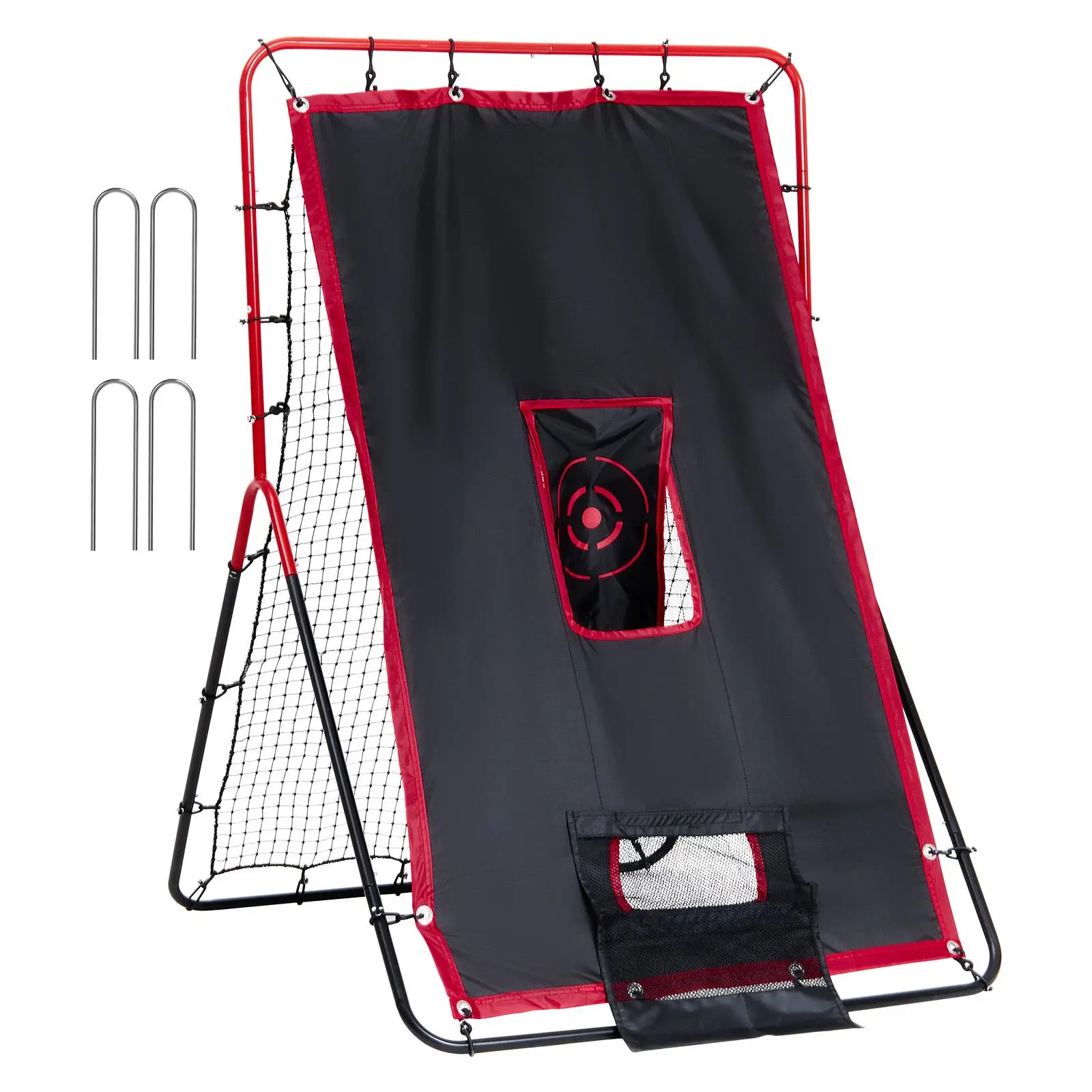 【Summerfinds】VEVOR Baseball And Softball Rebounder Net,  , 3.5 x 4.5 ft 2-in-1 Switch Hitter Pitch Trainer, PitchBack Baseball Pitching Return Trainer Nest, Bounce Back Net for Fielding/Throwing Practice
