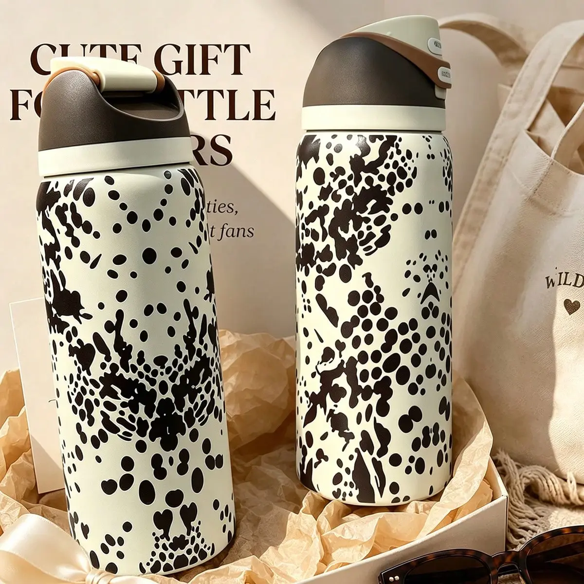 32oz/945ml Oval ABS Youth Ow-Cowgirl Core-Insulated Stainless Steel Vacuum Flask - Dual Drinking Convenience, Heat-Resistant, Leak-Proof, Explosion-Proof, Anti-Scalding, Portable Sports Bottle for Travel, Gym