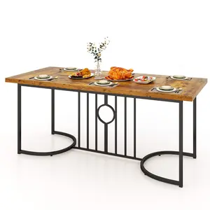 COSTWAY - 71 Inch Large Dining Table for 6-8 People Rectangular Wood Kitchen Table-Rustic Brown