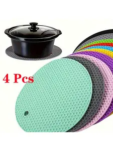 4/6 Pcs Kitchen Anti Scald Solid Color Insulation Pad: High Temperature Resistant To Protect The Desktop, Cooking Pot/ Baking Material/ Dining Insulation, Anti  And Easy To Clean, Suitable For Multiple Scenarios,Cooking Utensils Tableware