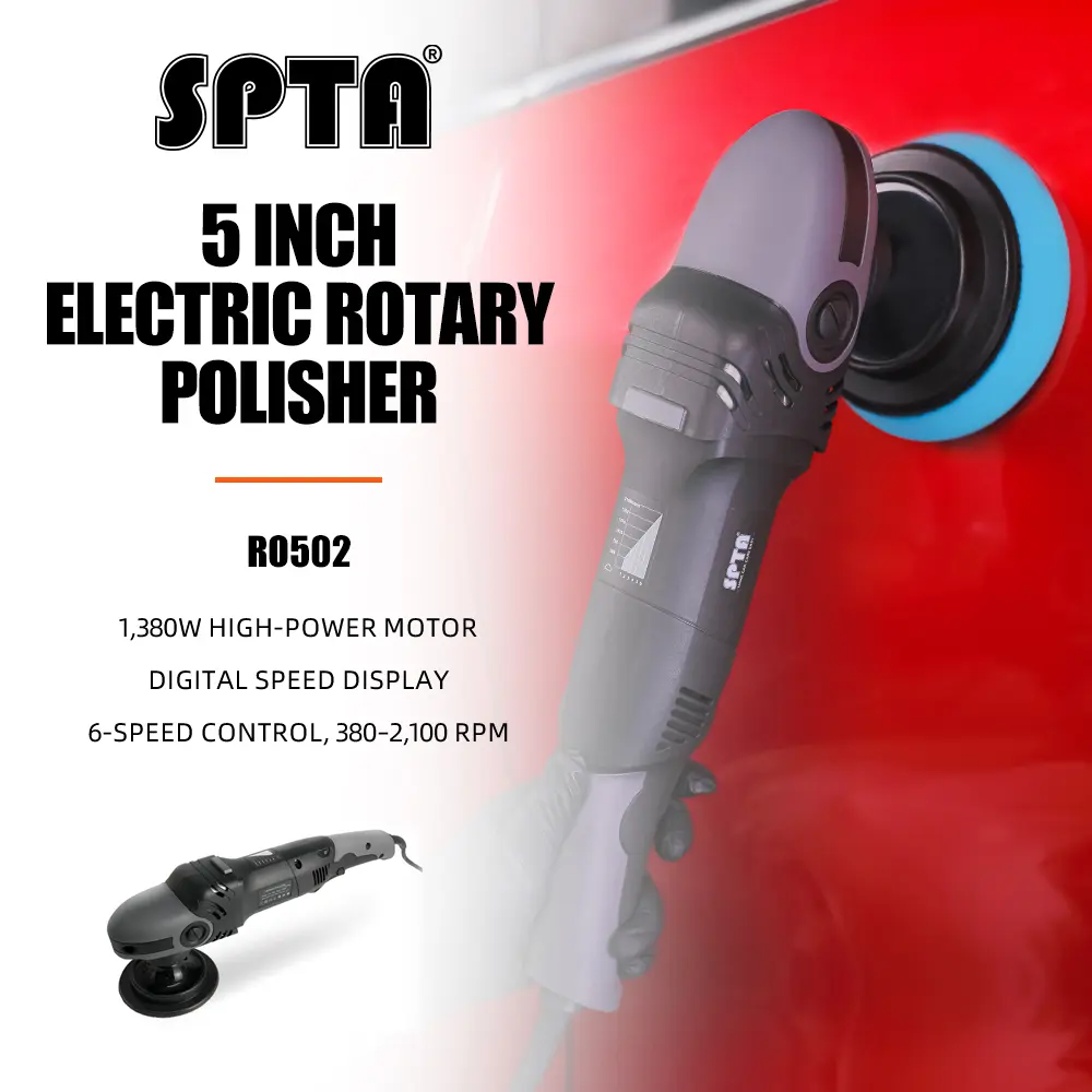 SPTA 5 Inch Rotary Buffer Polisher Electric Buffing Polishing Machine Polisher For Auto Buffing and Polishing