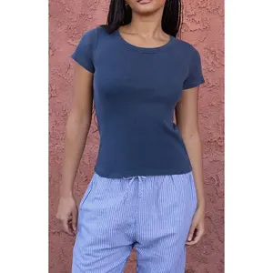 John Galt Women's Blue Hailie Short Sleeve Top