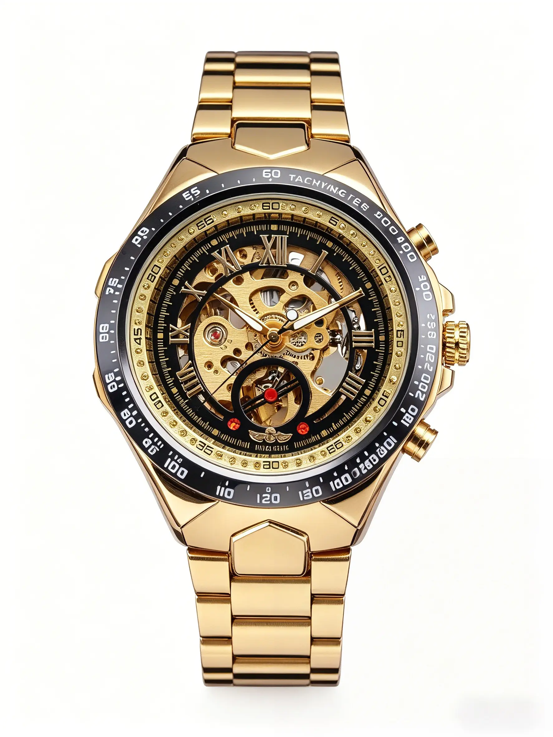 Men's Mechanical Watch with Diamond Accents, Automatic Wind-Up Luxury Wristwatch, Lightweight Luxurious Men's Timepiece
