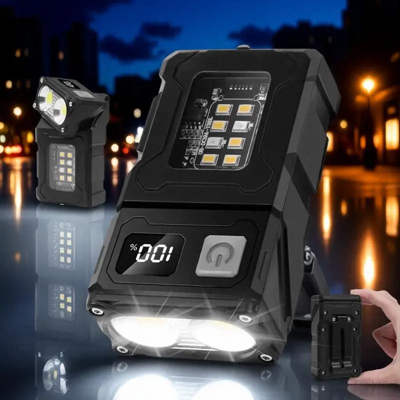 Portable LED Flashlight, 360 Degree Rotatable Flashlight, Rechargeable LED Magnetic Camping Light, Outdoor Portable Keychain Lighting, Emergency Lighting