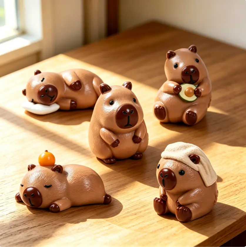 TABASQUISHY Back To School Handmade Capybara Taba Squishy Toy- Kawaii Collectible Plush, Soft Non-Toxic Hand Toy for Desk Decor & Gift, 5 Styles (Bag Decoration Compatible)