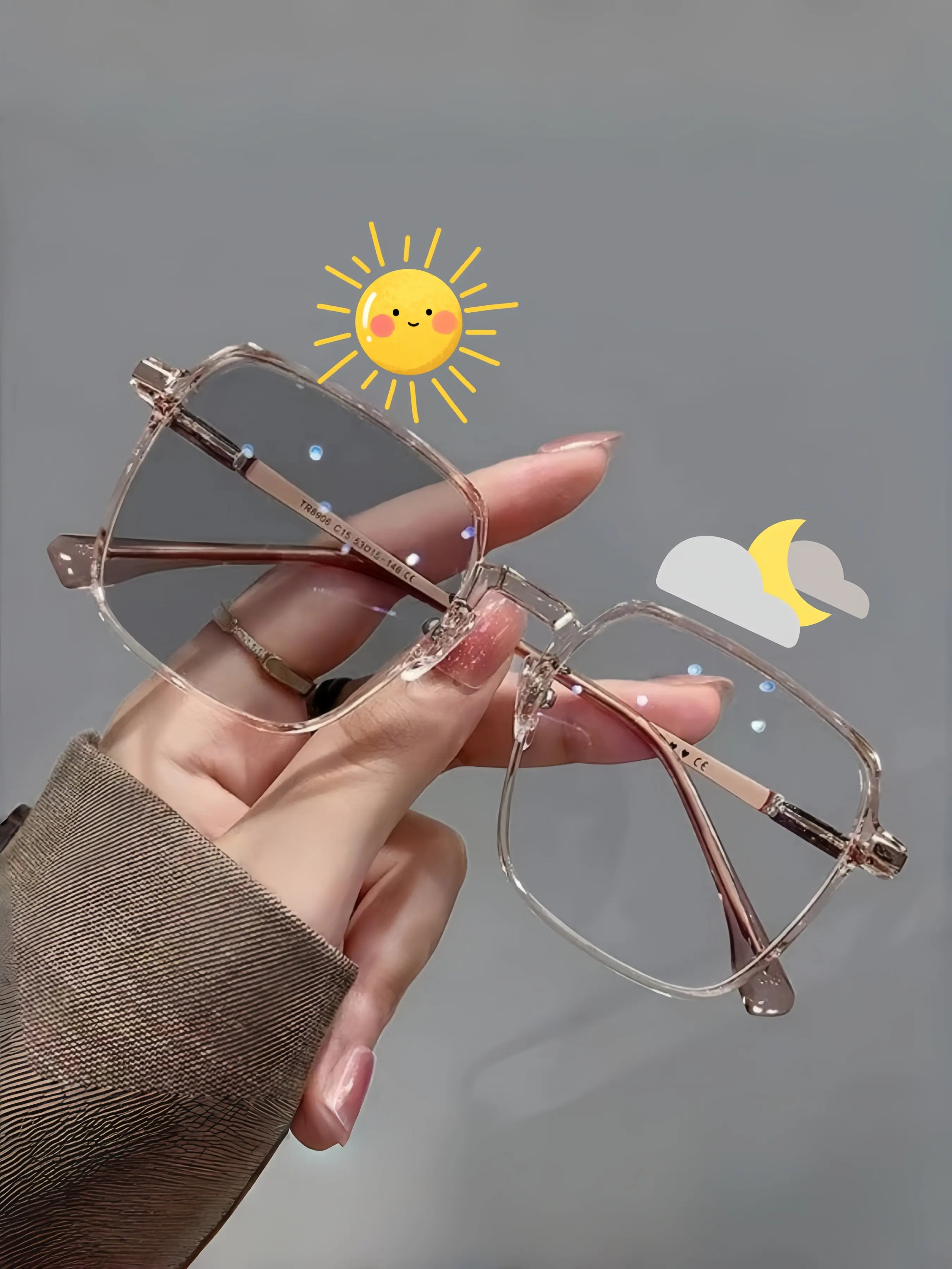 Trendy Y2K Light-Sensitive Color-Changing Glasses, Multi-Scene Use, Vintage Classic Style, Durable Streetwear Accessories