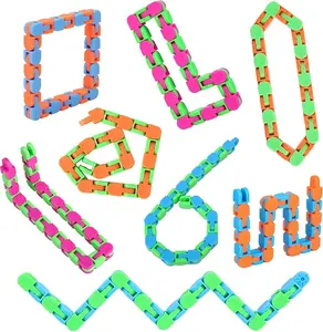 8PCS Wacky Tracks Fidget Toys for Kids & Adults 24 Link Snap and Click Sensory Fidget Pack Autism ADHD Stress Relief Toys Valentines Day Classroom Gifts Easter Basket Stuffers Stocking Stuffers Travel Fidget Snake Toys