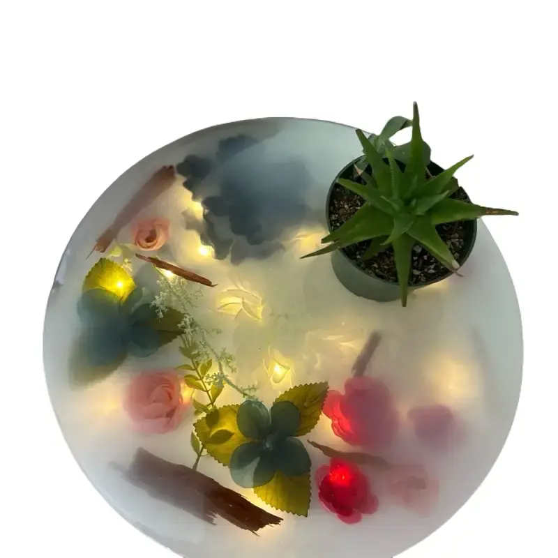 Resin Floral Side Table - Elegant Floral Design with Smooth Finish and Versatile Use for Home Decor