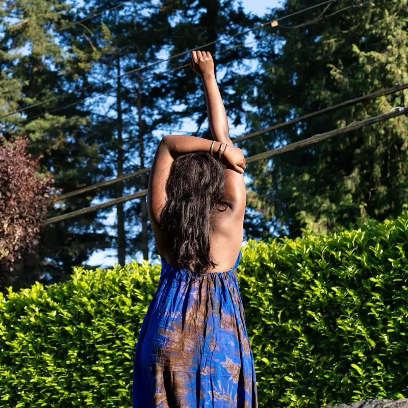 Dark Blue Ombré Kenyan Handmade Backless Deras - Unique Design with Gradient Color East African Halter dress.