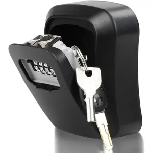 Key Lock Box Wall Mounted, 4 Digit Combination Lockbox for Outside House Keys,Key Safe Security Storage Lock Box 5 Keys Large Capacity with Resettable Code Indoor Outdoor Garage Weatherproof
