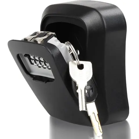 Wall-Mounted 4-Digit Resettable Combination Lockbox, Durable Weatherproof Compact Design Security Safe, Indoor/Outdoor Use, Large Capacity for 5 Keys, Home Supplies Organization for Homeowners