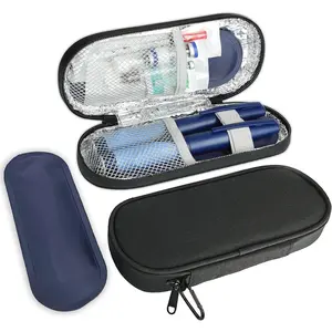 Waterproof Insulin Pen Cooler Travel Case, Diabetic Medication Insulated Storage Bag with 2 TSA-Approved Ice Packs, 7.7*3.4*1.2 inches, Aluminum Liner, Dirt-Resistant, Elastic Mesh Straps for Daily Commutes