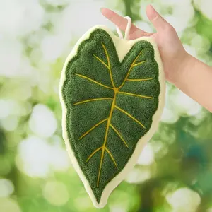 Tropical Plant Leaf Design Hand Towel, Alocasia Frydek, Anthurium, Absorbent Coral Fleece Drying Towel, Cleaning Supplies for Home Kitchen Bathroom