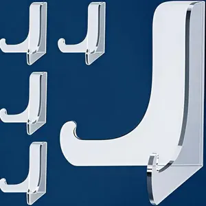 Clear Display Stands 5 Pack - Adjustable Easel Holder for Photos, Books, and Cards - Large 4.5 Inch Stands - Reusable Acrylic Organizer - Versatile Tabletop Display for Frames and Magazines Metal Transparent Wooden Decor