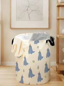 Large Capacity Laundry Basket with Cute Dinosaur Print, Kids Toy Storage Bin with Handles, Durable and Foldable Home Organizer for All Seasons