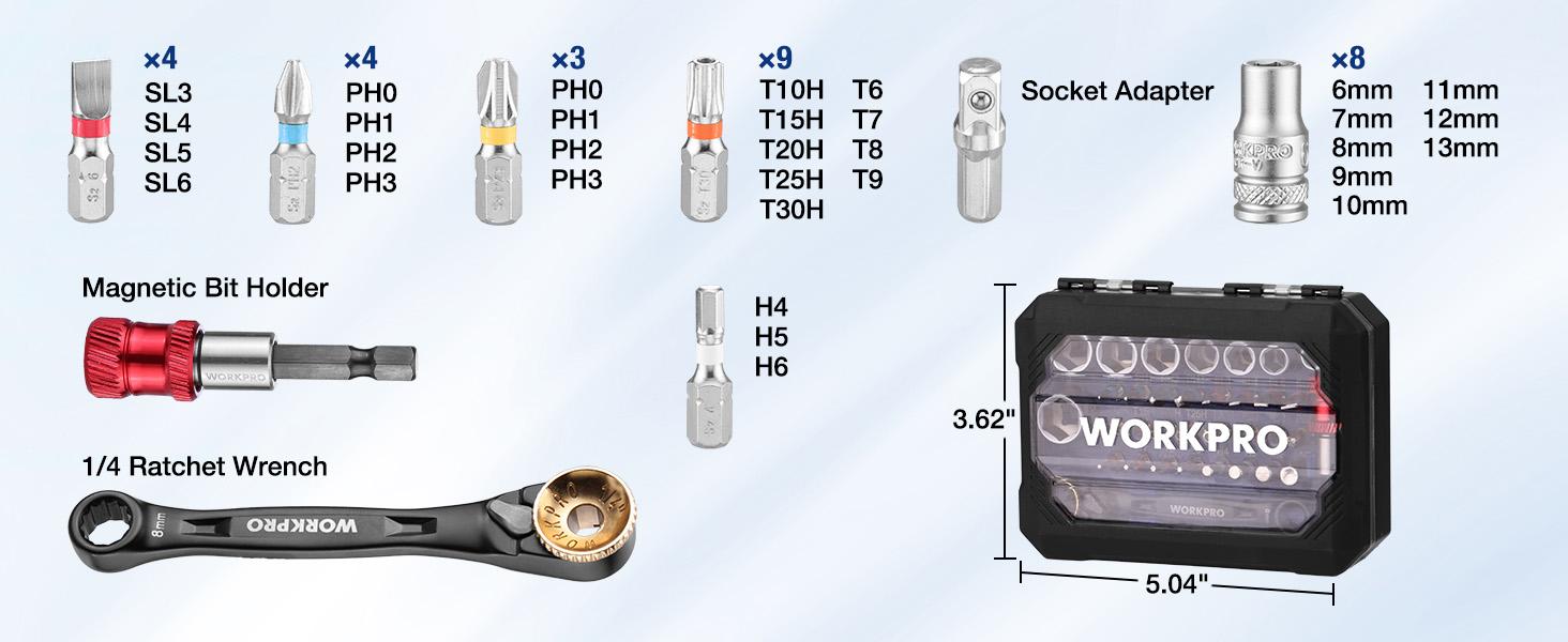 #backtoschool WORKPRO 34-Pack 1/4" Mini Ratchet Wrench Set, 72-Tooth, Right Angle Screwdriver Mens Gifts, 90 Degree Offset Ratcheting Screwdriver Mini Low Profile Ratchet Wrench Bit Socket Set for Tight Space #backtoschool WORKPRO 34-Pack 1/4" Mini Ratchet Wrench Set, 72-Tooth, Right Angle Screwdriver Mens Gifts, 90 Degree Offset Ratcheting Screwdriver Mini Low Profile Ratchet Wrench Bit Socket Set for Tight Space