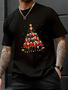 100% Cotton UnisexLoudest Nutcracker Group Matching Family Holiday Funny Nutcracker Christmas Tree  Unisex T-Shirt Black ,spring/autumn Christmas snowflake fun pattern men's T-shirt