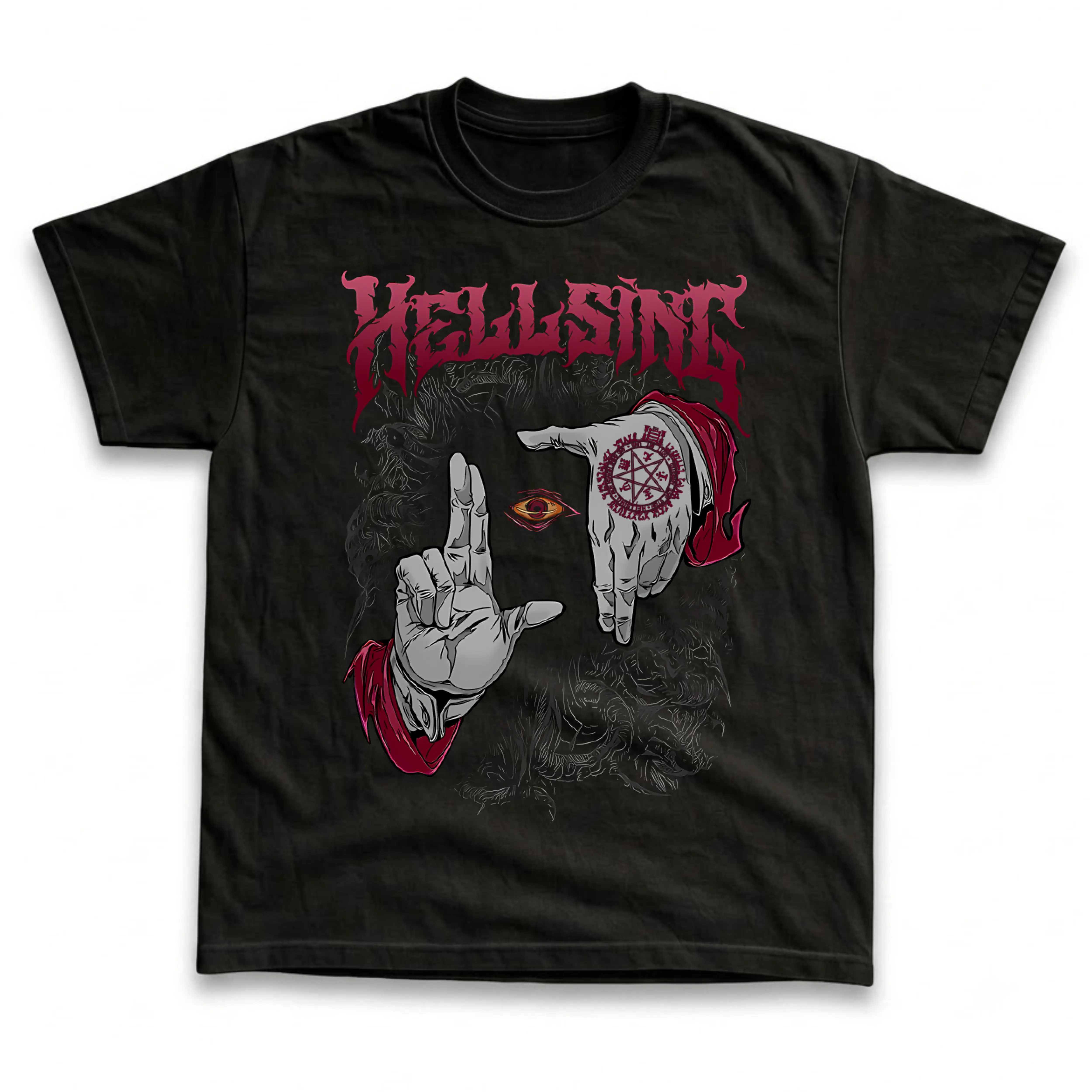 Men's and Women's T-Shirt, Vintage Hellsing Graphic Tee, Hellsing Dark Gothic T-Shirt, Unisex Gift Manga Anime Tee, Gothic Grunge Y2K Emo Scene Amity Affliction Style Clothes Menswear Womenswear Streetwear