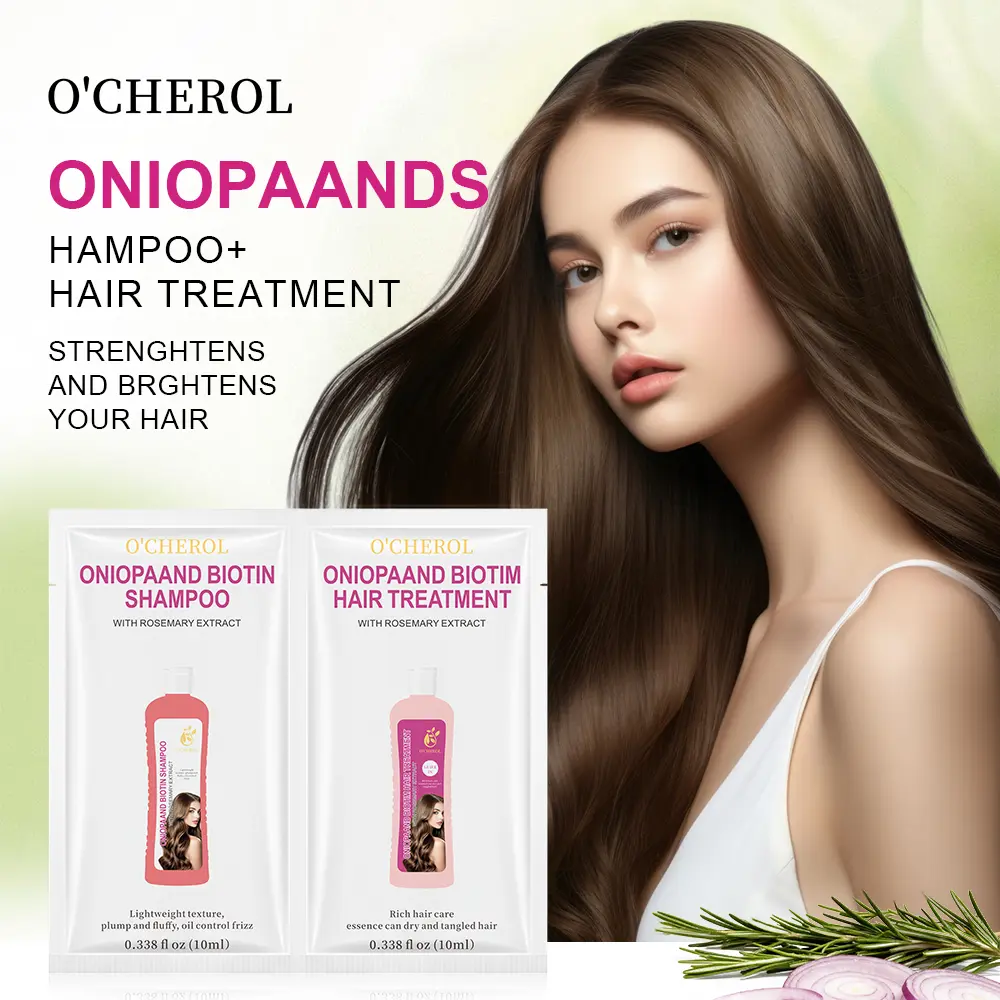 O'CHEROL Anti-Thinning Biotin Collagen Shampoo & Hair Thickening Conditioner Travel Haircare Set - 5 Cleanser Packs, 5 Care Packs, Portable, Anti-Hair Loss, $9.99, Anti Thinning Shampoo
