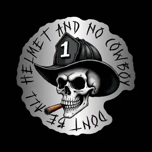 All helmet no cowboy Sticker , Laptop Water Bottle Decal Sticker