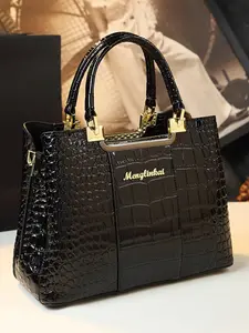 Elegant Crocodile Pattern Handbag, Luxurious Large Capacity Commuter Shoulder Crossbody Bag for Women, Stylish and Versatile, Elegant Embossed Bag