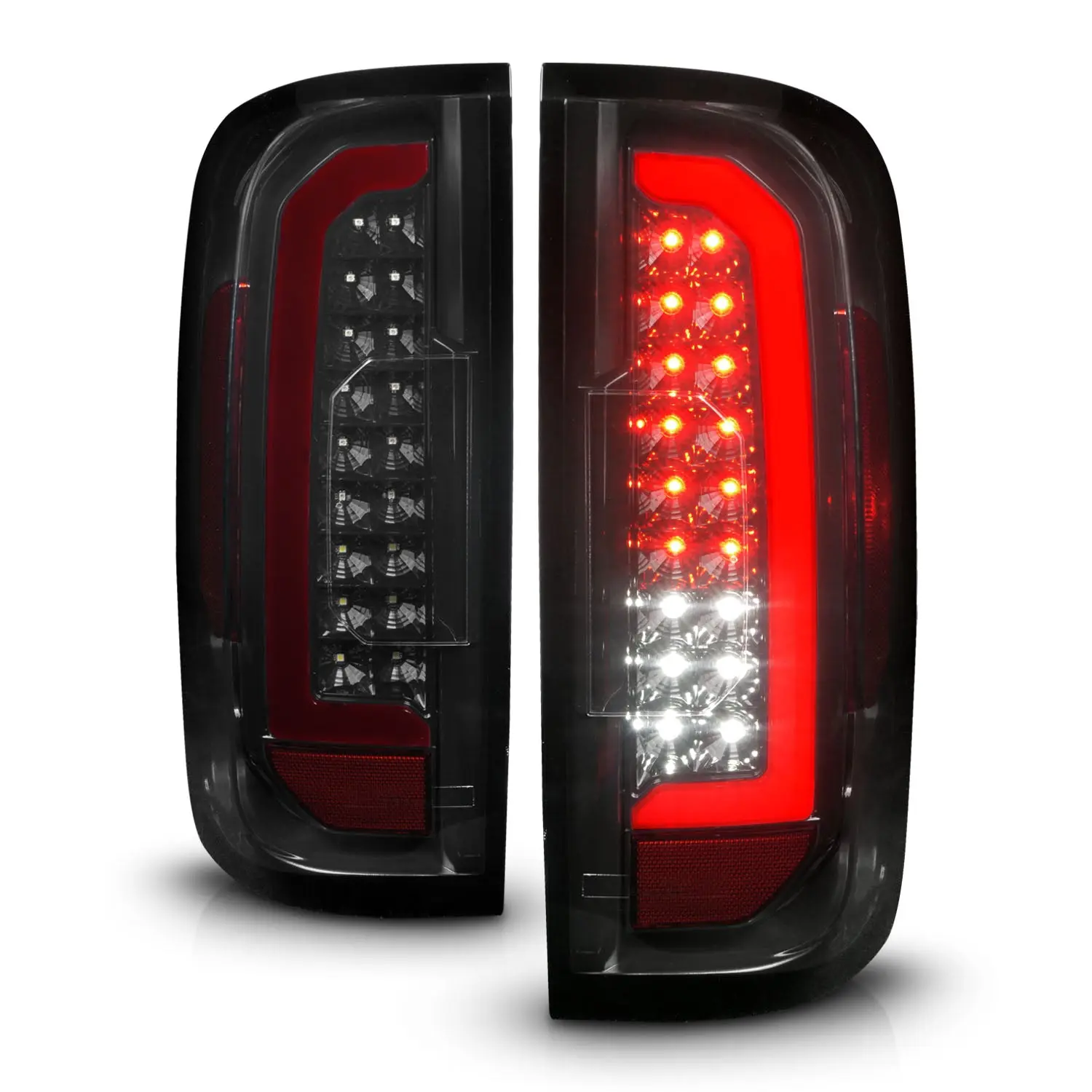 ANZO USA Full LED Tail Lights for GMC Canyon 2015-2022, Black Smoke Lens with Red Light Bar, Automotive Car Accessory, Led Lights