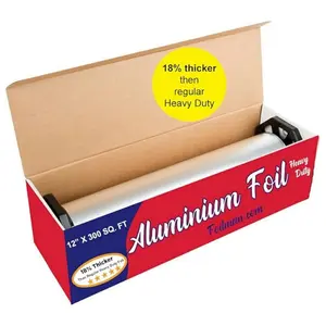Ultra-Thick Heavy Duty Household Aluminum Foil Roll (12” x 300 Square Foot Roll) with Sturdy Corrugated Cutter Box - Heavy Duty Food Safe Foil Wrap - Best Kitchen Wraps & Baking need