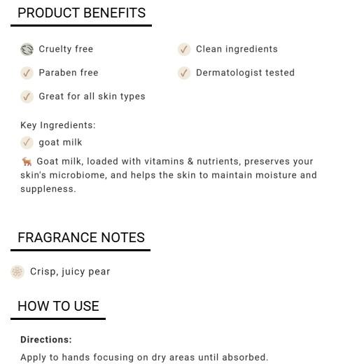 Crisp Pear Goat Milk Hand Cream, Set of 6