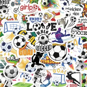 50pcs Soccer Sports Funny Stickers Pack, Waterproof Football Fan & Goal Decals for Laptop, Water Bottle, Journal & Scrapbook, Soccer Lover Gift