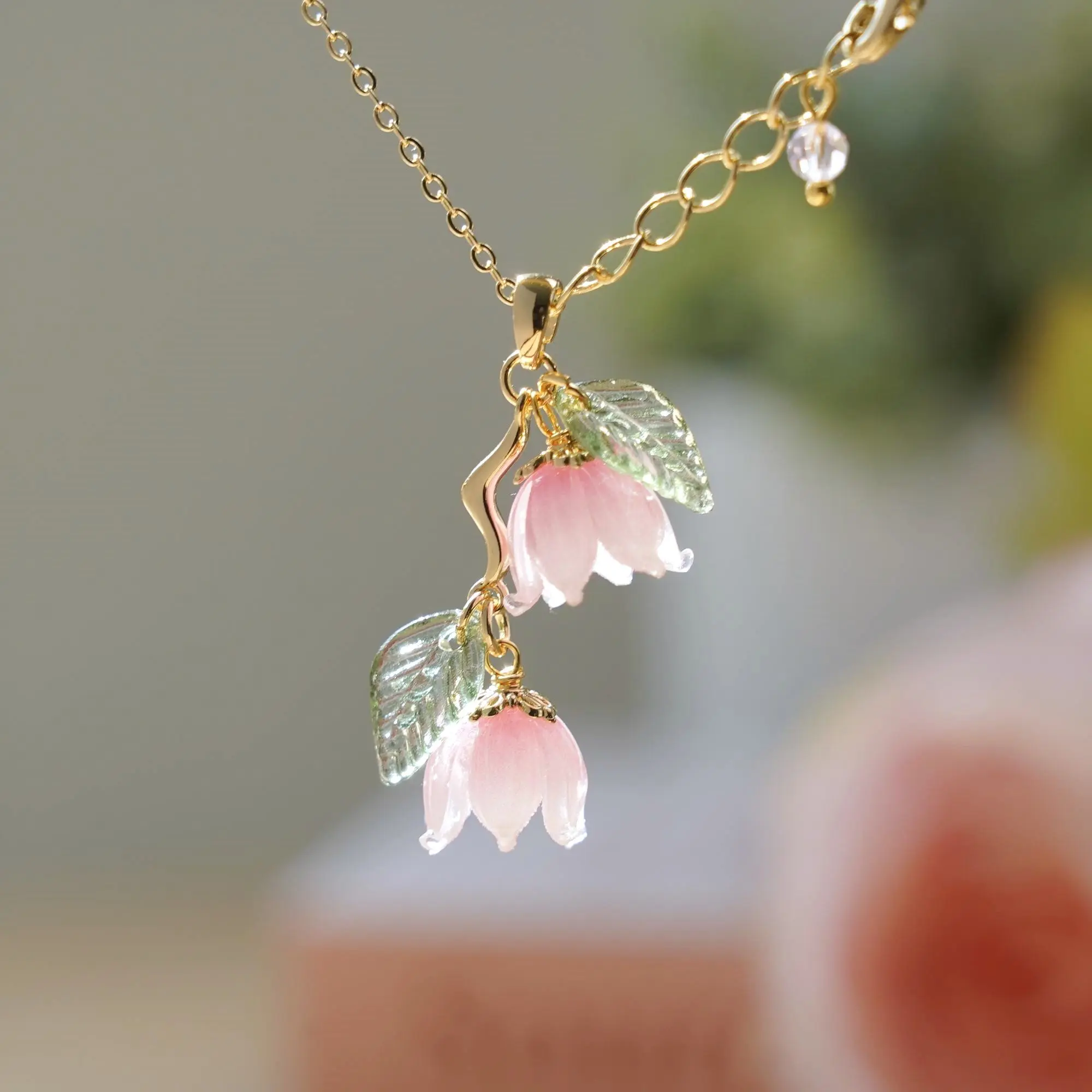 Lily of the Valley Flower Necklace | Resin Floral Art Necklace | Gift for Her Necklace Pendant Jewelry Whimsical Necklace