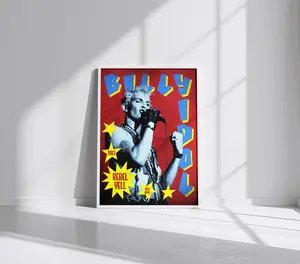 Billy Idol Rebel Yell Poster - Retro Rock Wall Art in Red and Blue, 80s Punk Decor for Music Fans, Collectors, and Aesthetic Lovers2