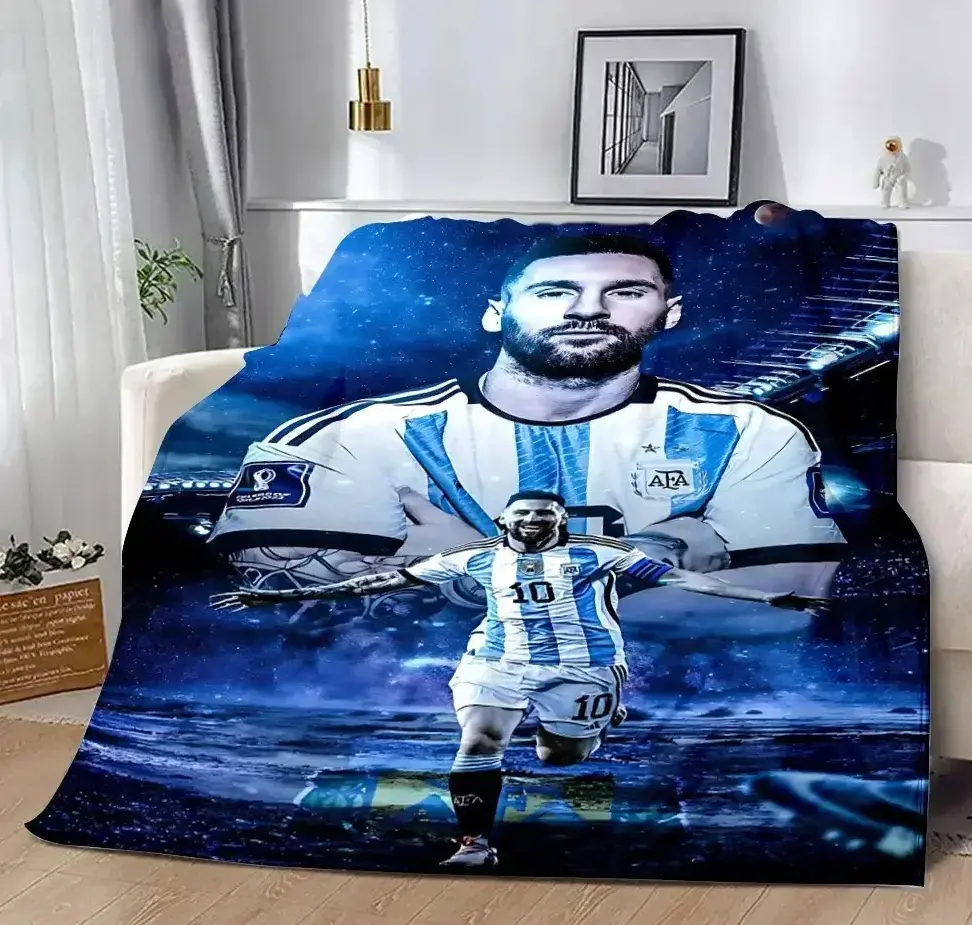 Messi Football Fans Blanket Lightweight Soft Flannel Blanket for Sofa Beds Living Rooms Suitable for Children Adults Birthday Holiday Party Halloween Gifts