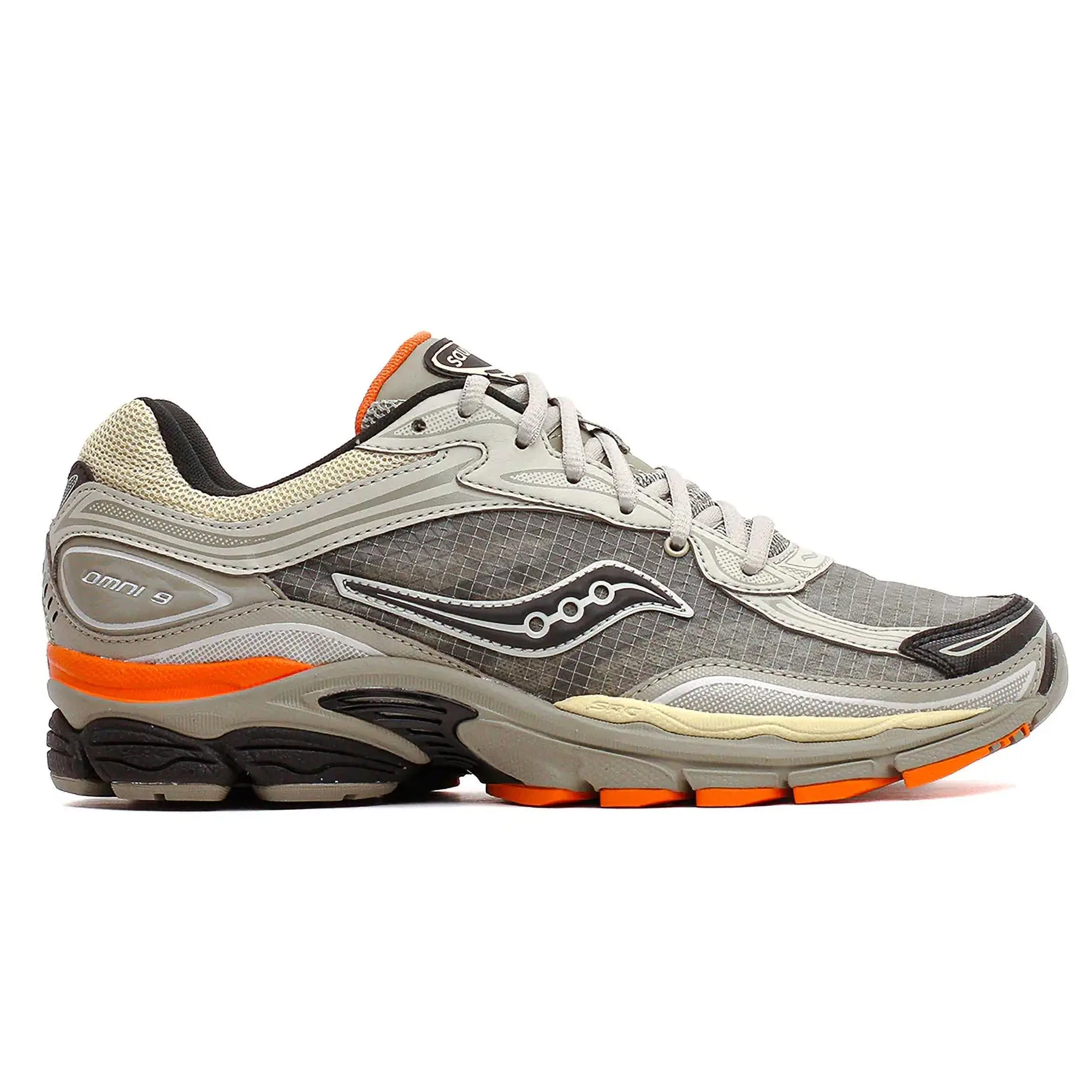 Men's Saucony Progrid Omni 9 Laced Casual Trainers - Stone/Alfalfa, Daily Wear, Layered Design